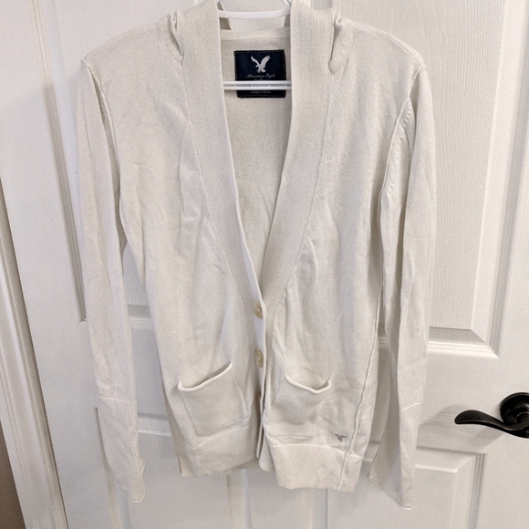 3 for $15 - White hooded American Eagle cardigan - Picture 1 of 4